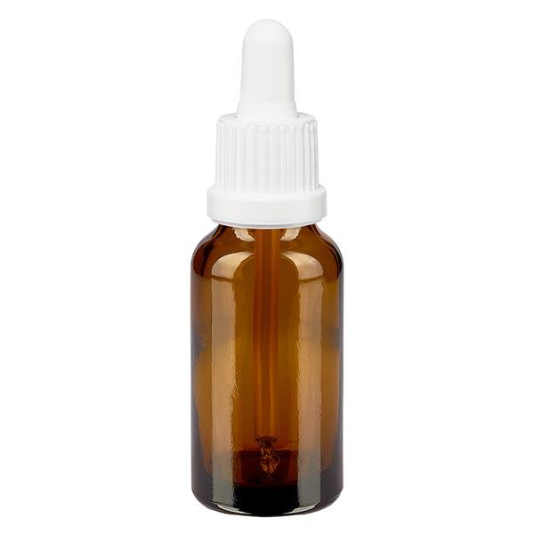 Butelka apteczna brązowa 20ml pipeta biała OV Butelka apteczna brązowa 20ml pipeta biała OV