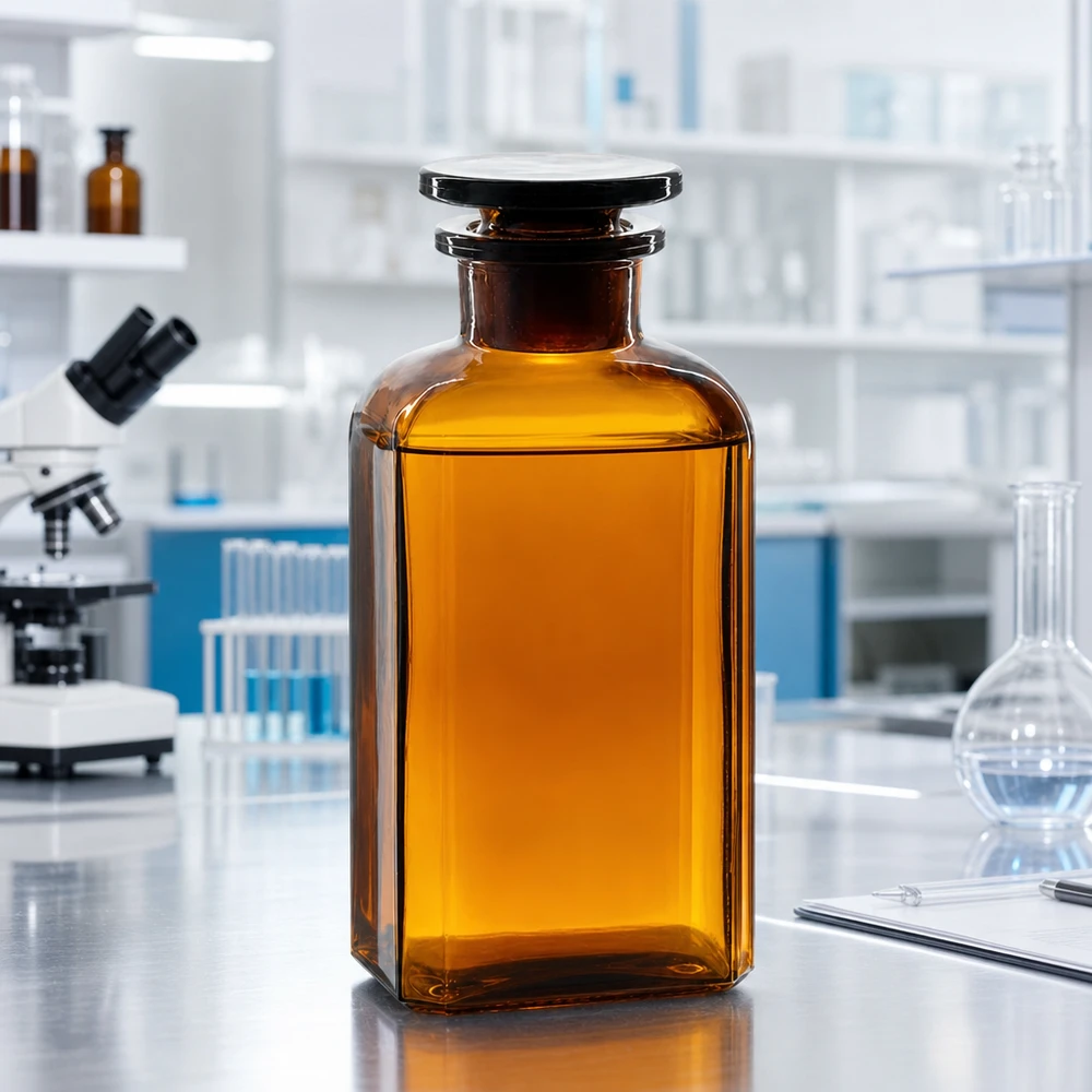 Brązowa butelka laboratoryjna o pojemności 250 ml, kwadratowa, z szklanym korkiem, do przechowywania w ciemności