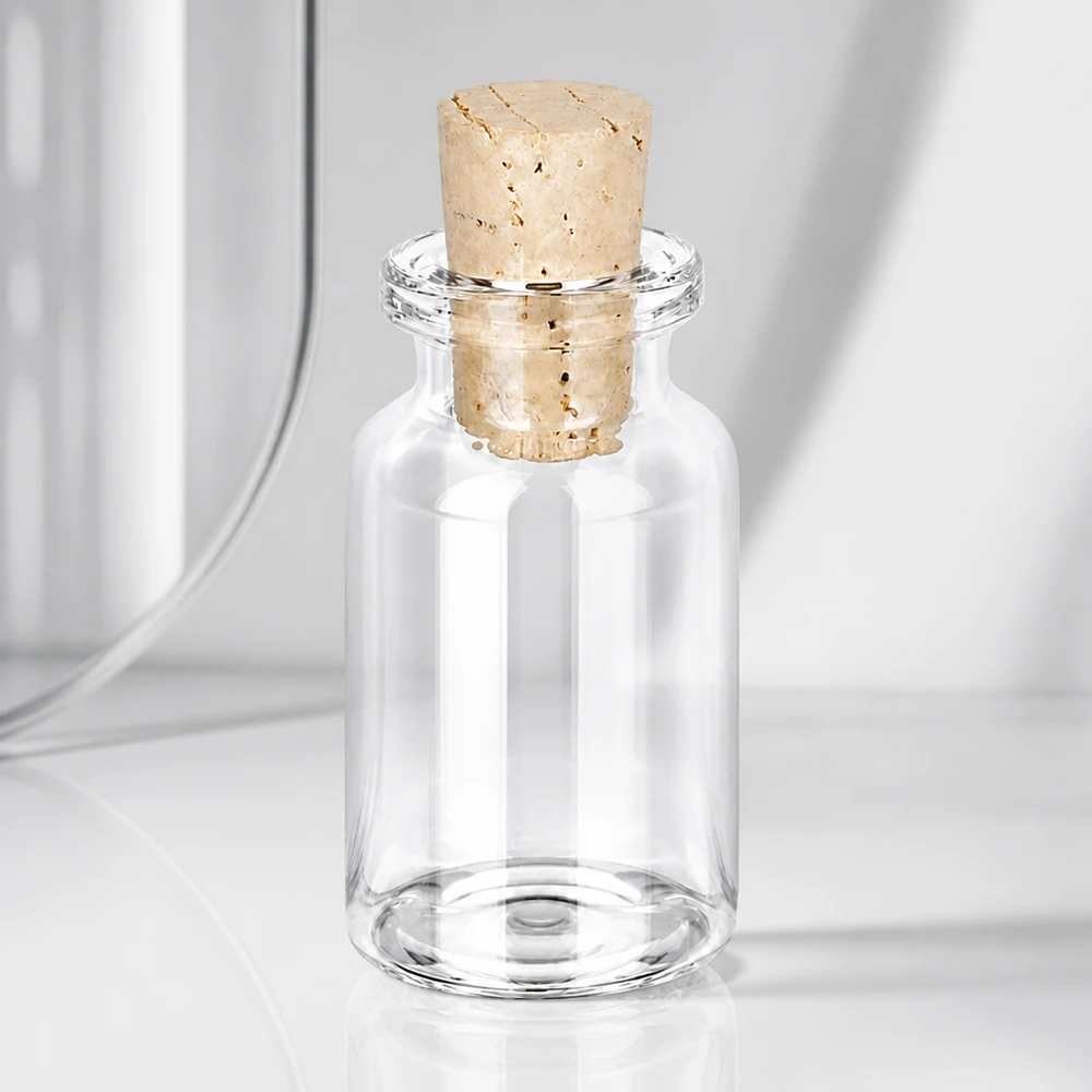 Przezroczysta szklana butelka 10 ml z korkiem 11/14 mm Wiederverschließbare Klarglas-Flasche 10ml mit fest sitzendem Korken 11/14mm für Flüssigkeiten