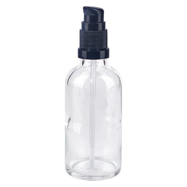 Butelka apteczna przezroczysta 50ml zakrętka z pompką czarna St Butelka apteczna przezroczysta 50ml zakrętka z pompką czarna St