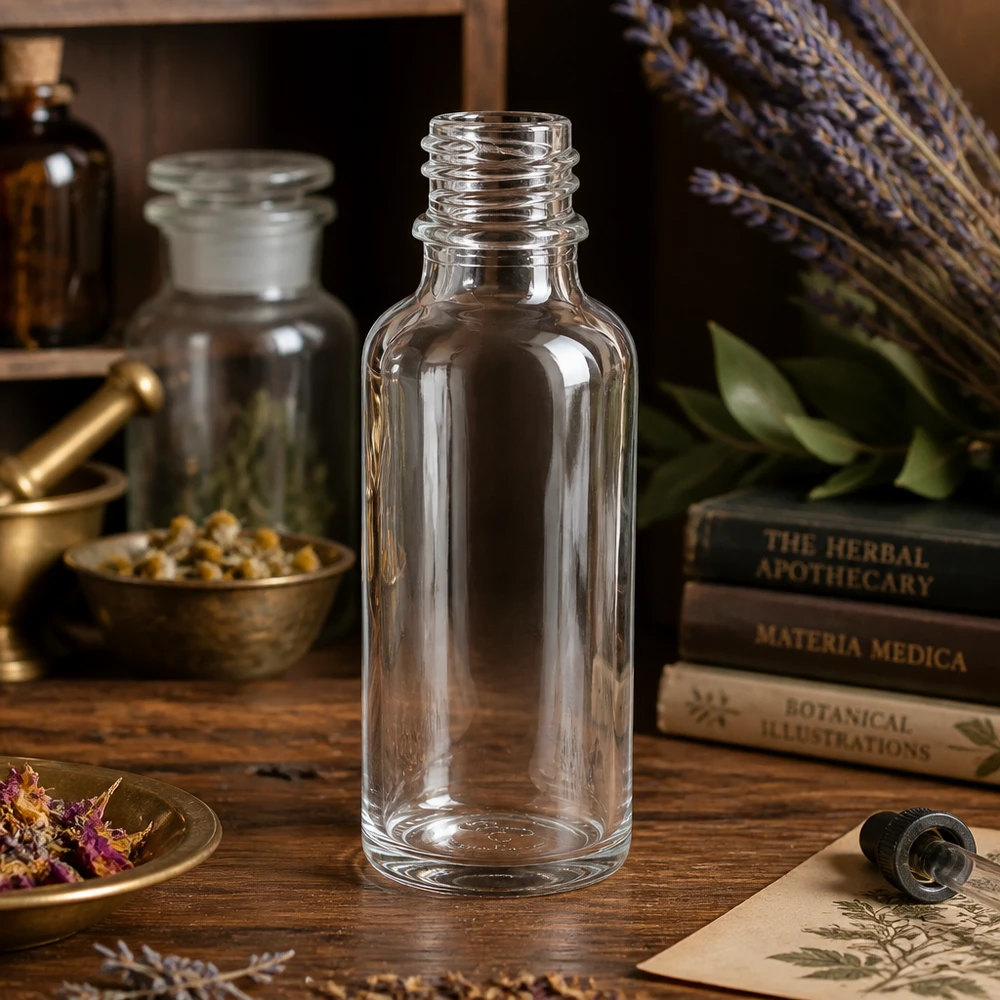 Butelka z przezroczystego szkła 30ml DIN 18 30 ml przezroczysta szklana butelka ApoGlas do naturalnych kosmetyków DIY i domowych środków zaradczych