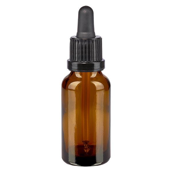 Butelka apteczna brązowa 20ml pipeta czarna OV Butelka apteczna brązowa 20ml pipeta czarna OV