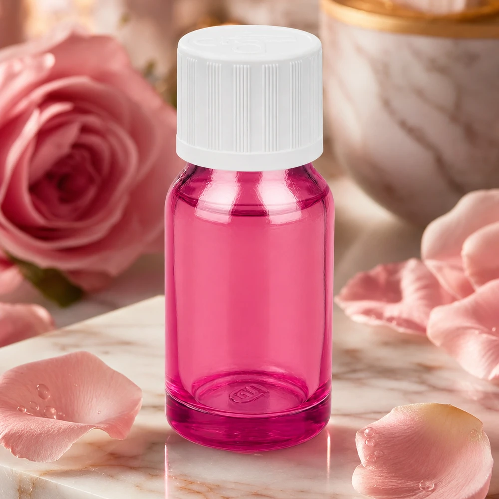 Butelka 10ml 11mm z białą zakrętką PurpleLine UT18/10 z zabezpieczeniem przed dziećmi Kompaktowy fioletowy flakonik o pojemności 10 ml wykonany z wysokiej jakości szkła do perfum i produktów kosmetycznych