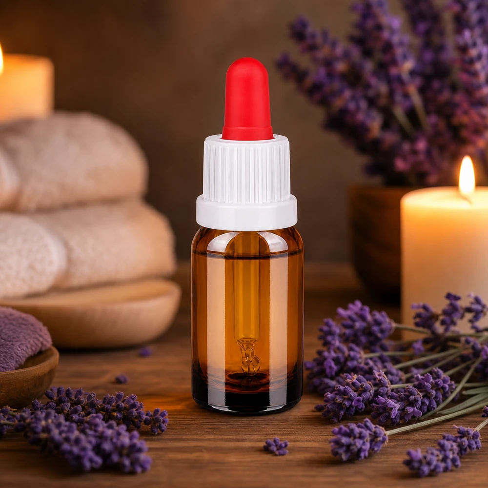 Butelka z pipetą 10 ml, biała/czerwona OV BrownLine UT18/10 Mała 10 ml butelka z pipetą w kompaktowym rozmiarze z czerwonym zakraplaczem do zastosowań w aromaterapii