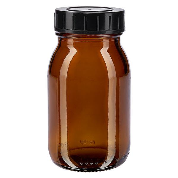 150 ml butelka z szeroką szyjką z bursztynowego szkła z zakrętką 150 ml butelka z szeroką szyjką z bursztynowego szkła z zakrętką