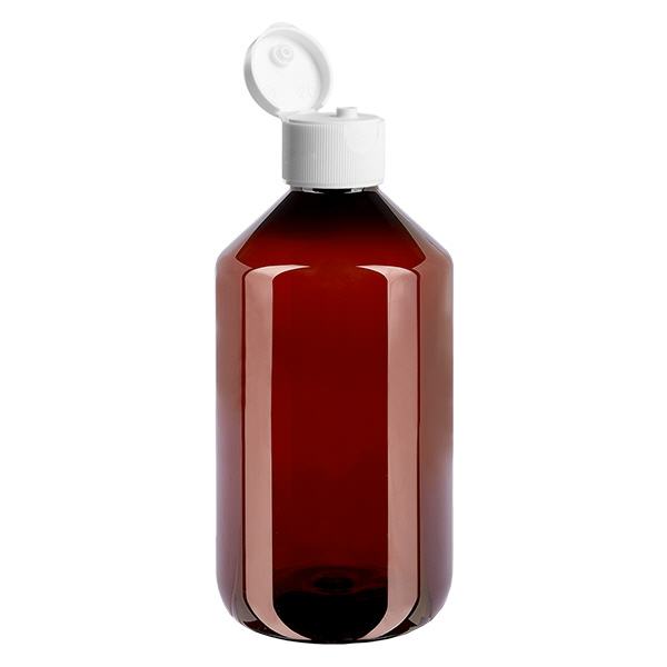 Butelka PET 500 ml z białą nakrętką typu flip-top. Butelka PET 500 ml z białą nakrętką typu flip-top.