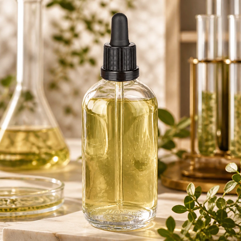 100 ml butelka z pipetą czarna OV ClearLine UT18/100 Okrągła buteleczka z pipetą o pojemności 100 ml, wykonana z przezroczystego szkła, z czarną zakrętką ClearLine UT18