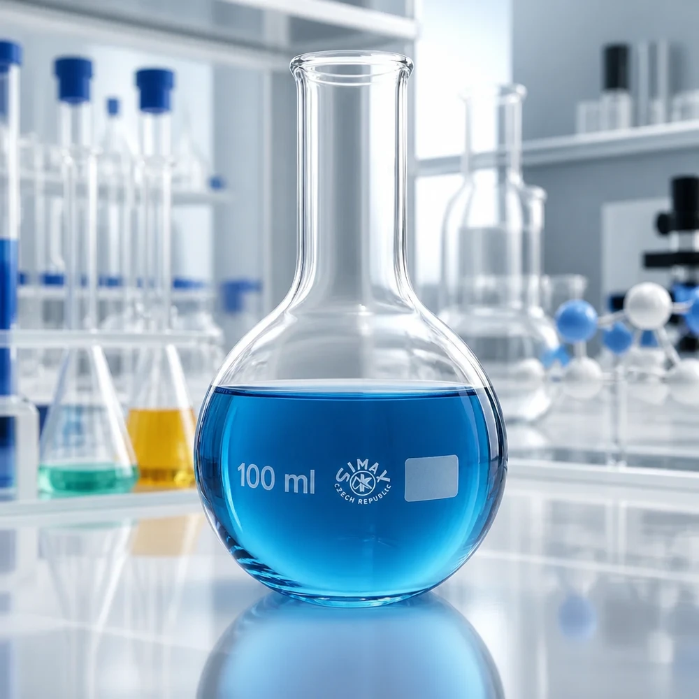 Kolba laboratoryjna 100 ml z długą szyjką do analiz chemicznych i procedur destylacji