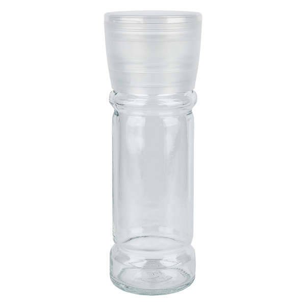 Słoik na sól/przyprawy 100 ml z młynkiem (gruboziarnisty), biały Słoik na sól/przyprawy 100 ml z młynkiem (gruboziarnisty), biały