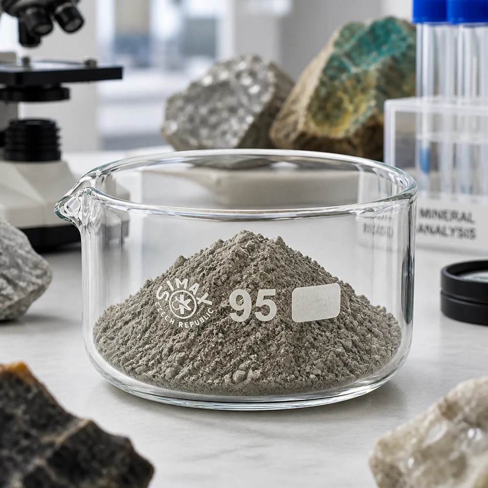 Naczynie krystalizacyjne 300 ml z borokrzemianową wylewką Miska do krystalizacji o pojemności 300 ml, wypełniona szarym proszkiem mineralnym, przeznaczona do analiz laboratoryjnych, ze szkła borokrzemowego, ø95 mm