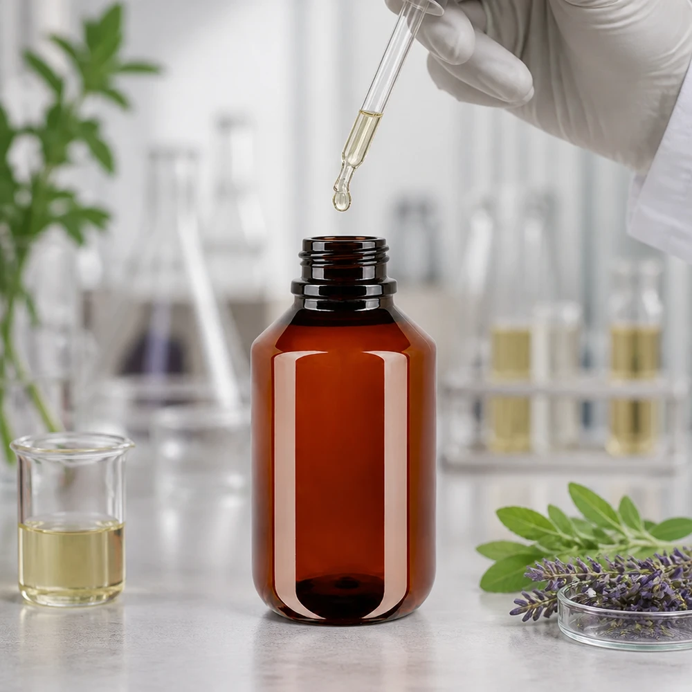 Butelka PET 100ml z nakrętką odgazowującą czerwona Brązowa butelka z tworzywa PET o pojemności 100 ml z zamknięciem odgazowującym w warunkach laboratoryjnych