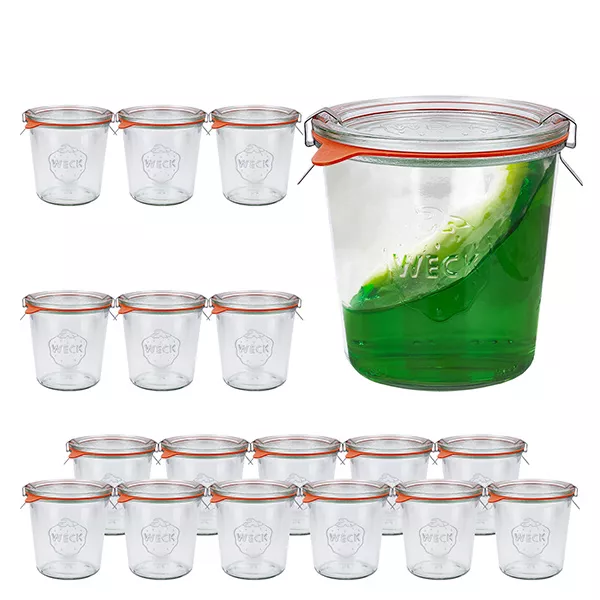 Zestaw 18 słoików Weck o pojemności 580 ml z 18 szklanymi pokrywkami, 1
