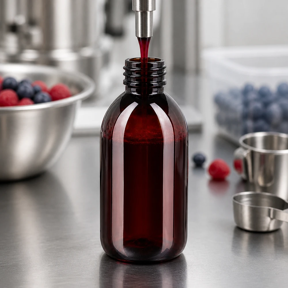 Butelka PET 250 ml z brązową nakrętką Standard UV-schützende PET Flasche 250ml braun für Sirupabfüllung in Lebensmittelproduktion mit Standardverschluss