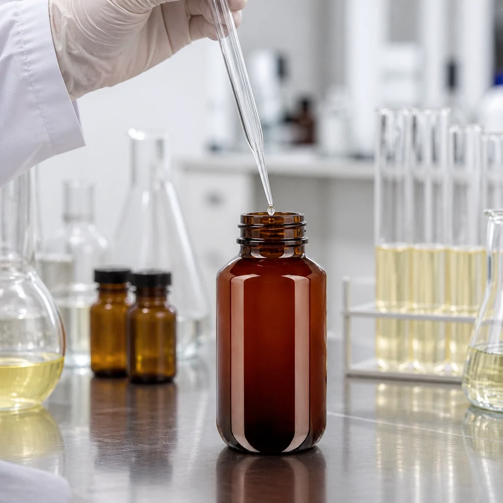 Butelka PET 200ml z białą nakrętką OV + kubek Braune 200ml Kunststoffflasche mit weißem OV-Deckel zur sicheren Aufbewahrung von Laborproben