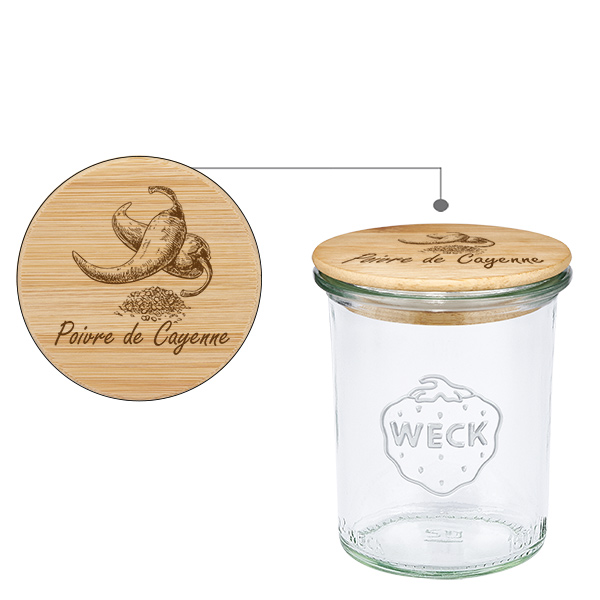 Drewniana pokrywa &#8222;Poivre de Cayenne&#8221; z szklanym wk&#322;adem WECK