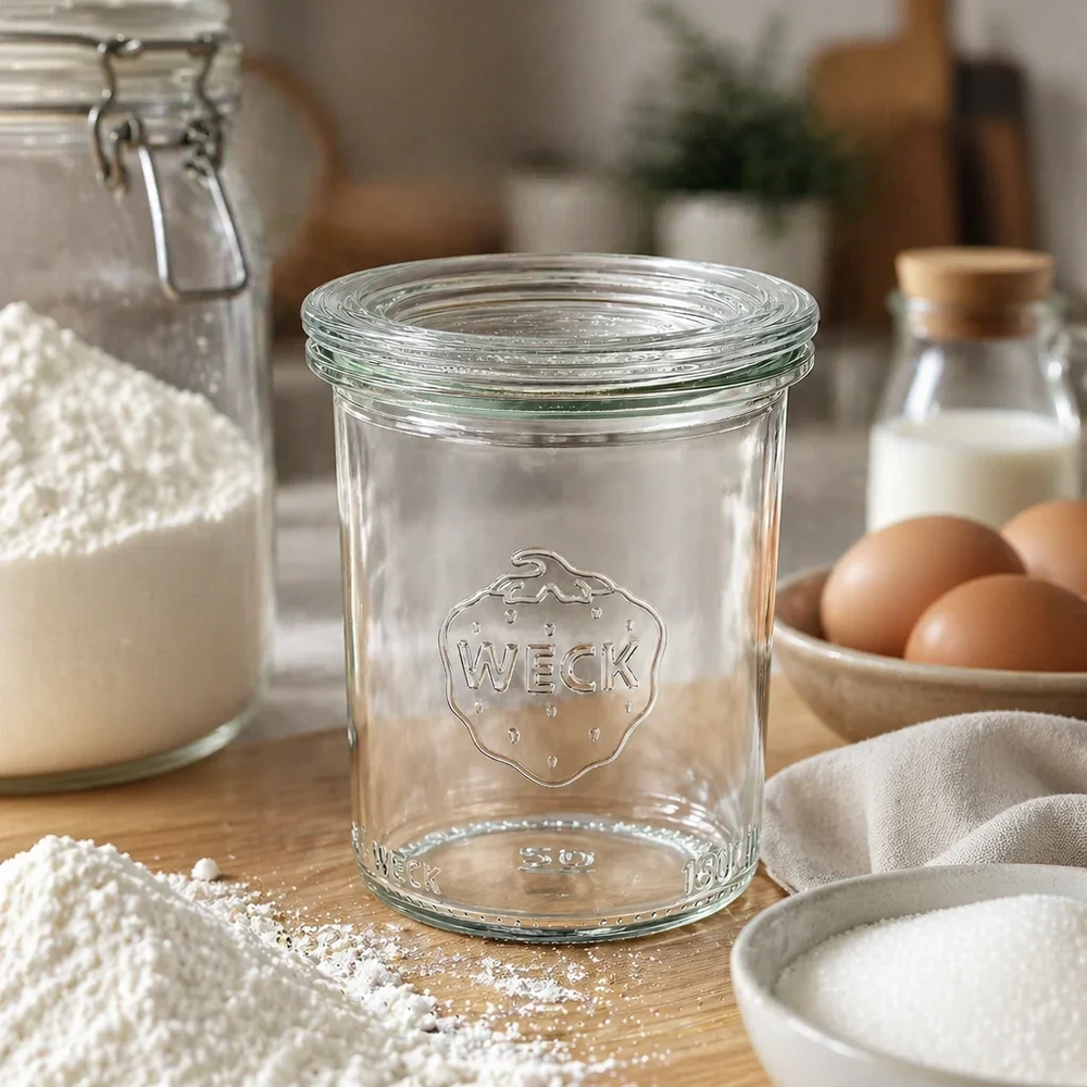 WECK 160ml RR60 pusty rustykalny słoik kuchenny na mąkę, jajka i mleko do konserwowania i przechowywania