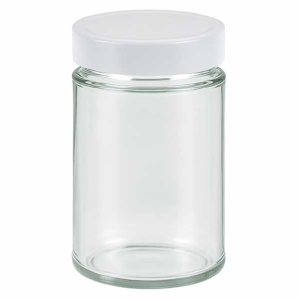 Słoik okrągły 202 ml + pokrywka BasicSeal biała głęboka UN..