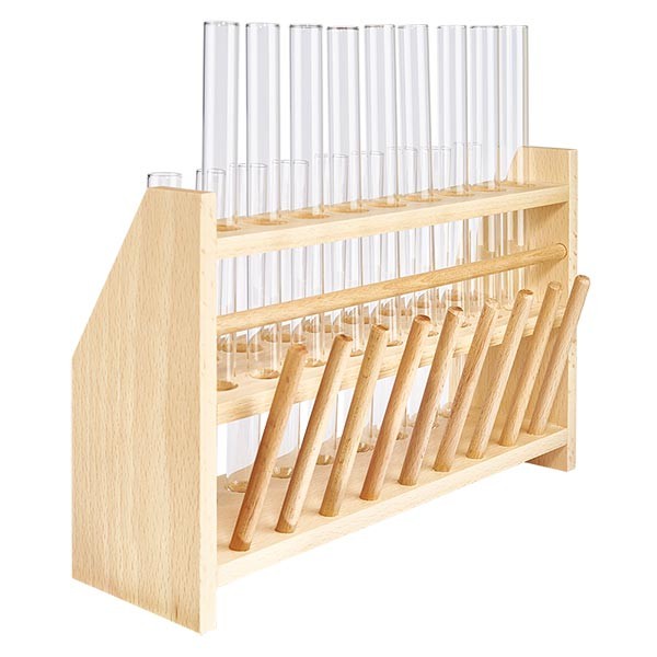 Stojak na prob&#243;wki z drewna z 18 prob&#243;wkami wapniowo-sodowymi 160x16