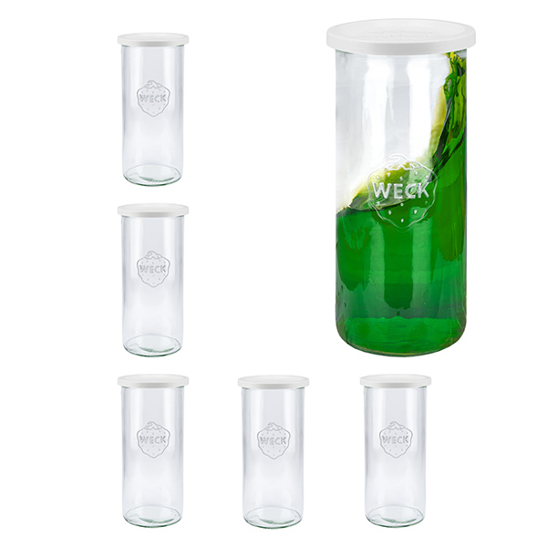Zestaw 6 słoików Weck o pojemności 1500 ml z pokrywką samoprzylepną Zestaw 6 słoików Weck o pojemności 1500 ml z pokrywką samoprzylepną