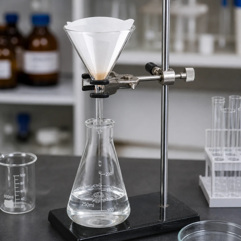 Lejek Ø 85 mm borokrzemianowy kątowy 60 krótki Żaroodporny lejek borokrzemianowy o średnicy 85 mm i kącie 60 stopni do prac laboratoryjnych