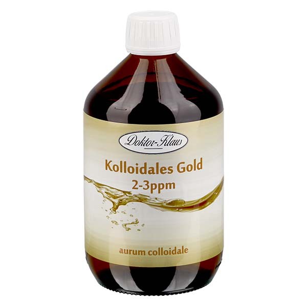 500 ml złota koloidalnego Doktor-Klaus, 2-3 ppm, do uzupełniania, w brązowej butelce PET 500 ml złota koloidalnego Doktor-Klaus, 2-3 ppm, do uzupełniania, w brązowej butelce PET