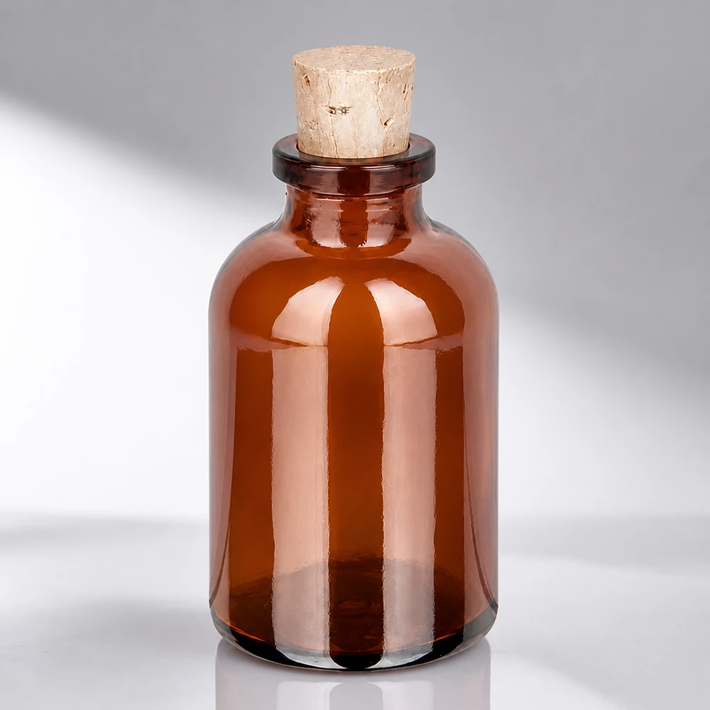 Butelka z bursztynowego szkła 30 ml z korkiem 11/14 mm Vintage Flakon 30ml Braunglas mit handelsüblichem Korken für Naturkosmetik