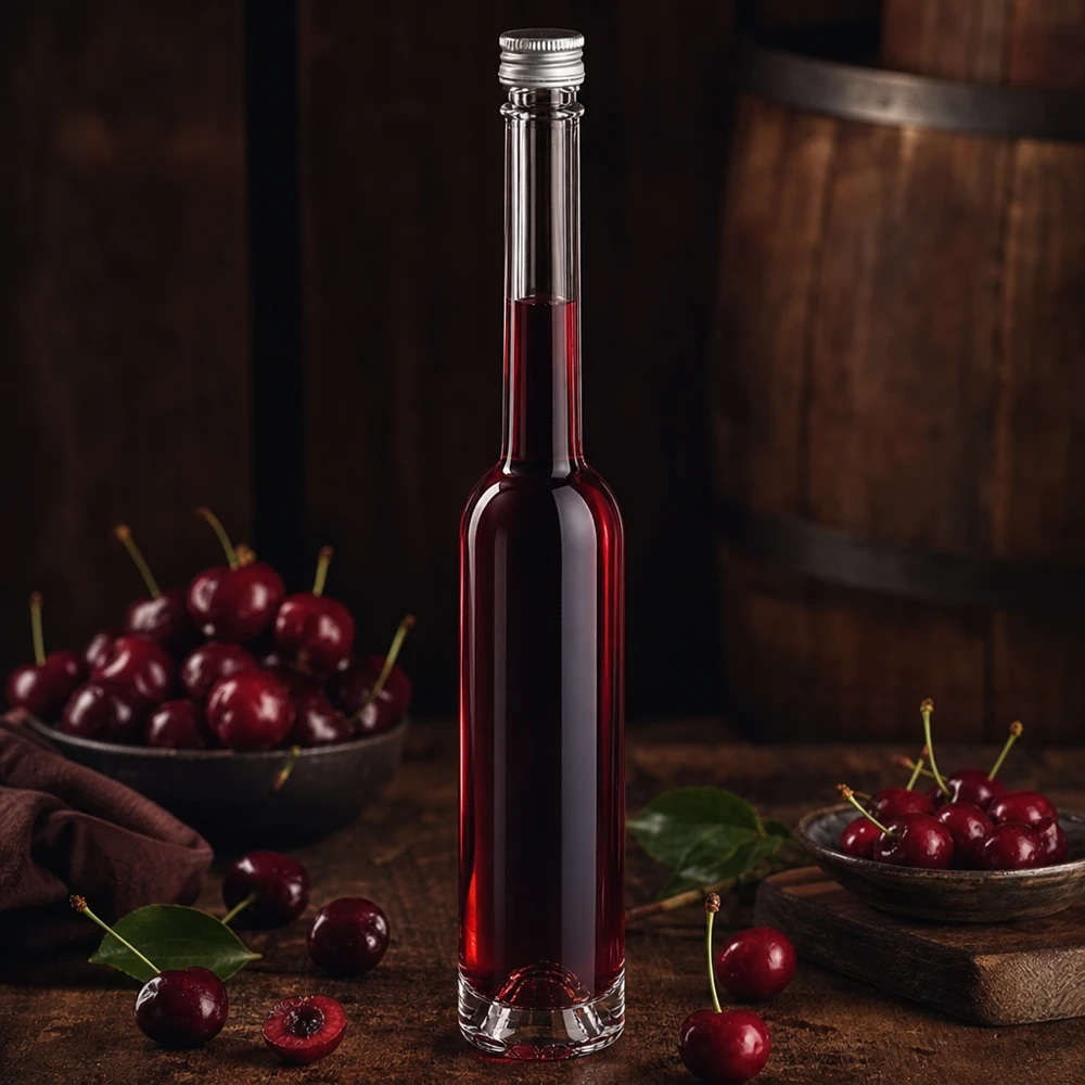 Szklana butelka Toni o pojemności 100 ml ze srebrną zakrętką - idealna do domowej nalewki wiśniowej i likierów owocowych