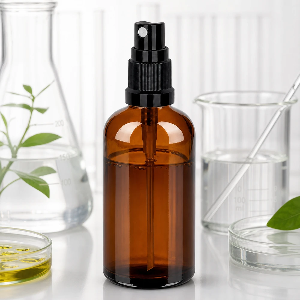 100 ml butelka ze spryskiwaczem czarna STD BrownLine UT18/100 Wysokiej jakości butelka z rozpylaczem BrownLine 100 ml z czarnym atomizerem STD do zastosowań laboratoryjnych