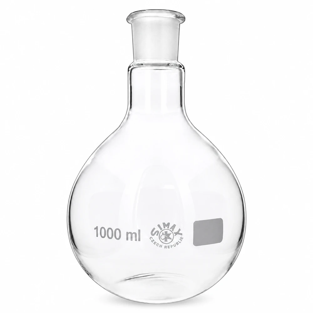 Kolba okrągłodenna 1000 ml wykonana z wysokiej jakości szkła borokrzemowego ze szlifem 29/32 do zastosowań laboratoryjnych