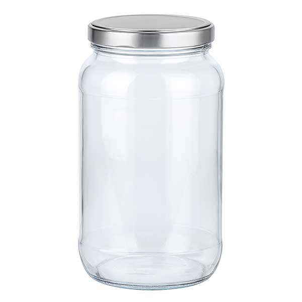 Słoik okrągły 1062 ml z pokrywką BasicSeal w kolorze srebrnym UN..