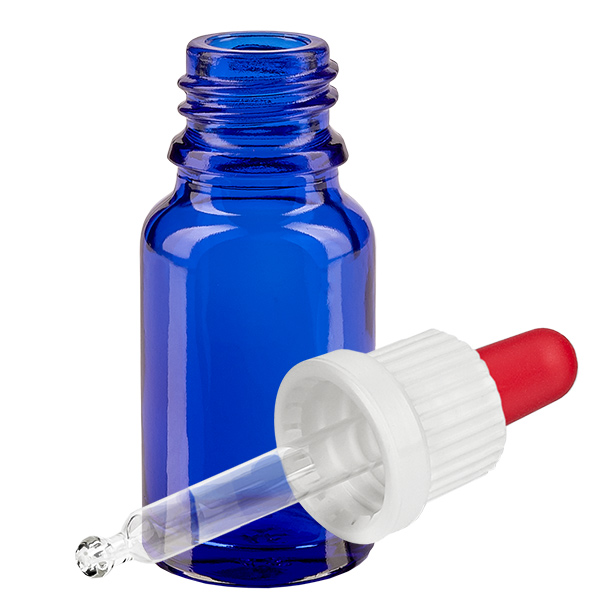 Butelka do lek&#243;w p&#322;ynnych 10 ml, bia&#322;a/czerwona OV BlueL. UT18/10