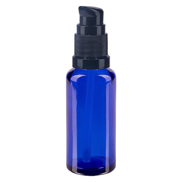 Butelka apteczna niebieska 30ml zakrętka z pompką czarna St Butelka apteczna niebieska 30ml zakrętka z pompką czarna St