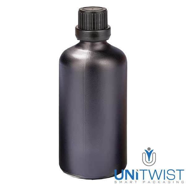 Butelka z zakraplaczem 100 ml 2 mm OV czarna UT18/100 Butelka z zakraplaczem 100 ml 2 mm OV czarna UT18/100