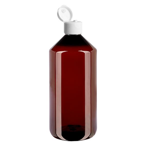 Butelka PET 1000 ml z białą nakrętką typu flip-top. Butelka PET 1000 ml z białą nakrętką typu flip-top.