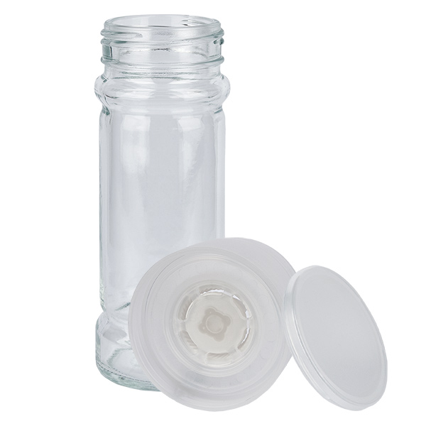 Słoik na sól/przyprawy 100 ml z młynkiem (gruboziarnisty), biały Słoik na sól/przyprawy 100 ml z młynkiem (gruboziarnisty), biały