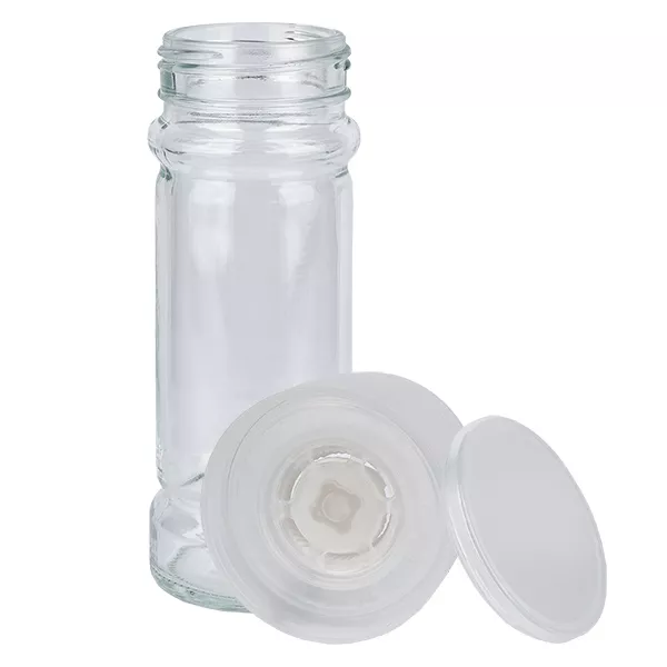 Słoik na sól/przyprawy 100 ml z młynkiem (gruboziarnisty), biały Słoik na sól/przyprawy 100 ml z młynkiem (gruboziarnisty), biały