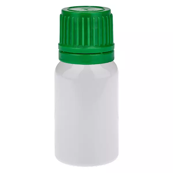 Butelka 10 ml z zielonym zakrętką 11 mm, zamknięcie zabezpieczające przed otwarciem przez dzieci WhiteLine UT18/10