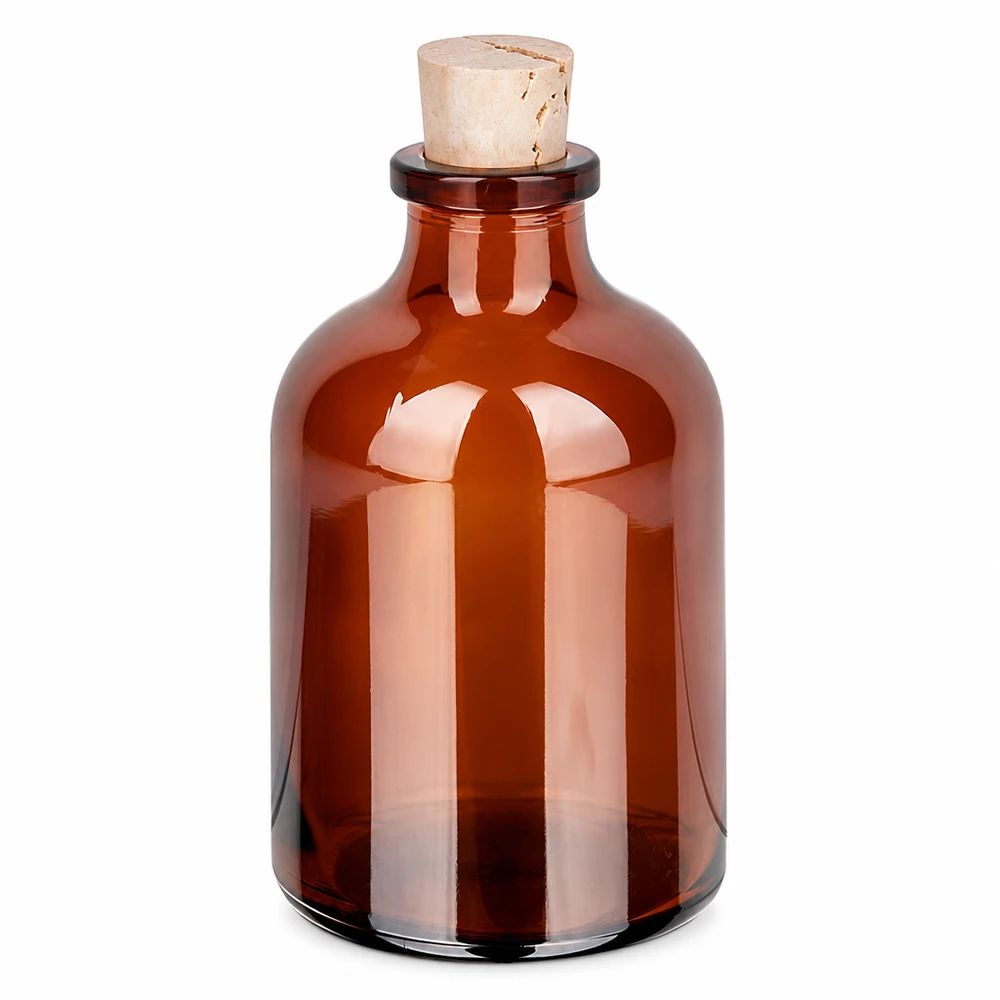 Butelka z bursztynowego szkła 50 ml z korkiem 11/14 mm Kompakte Braunglasflasche mit Korkverschluss 50ml für Parfüm und Kosmetikprodukte