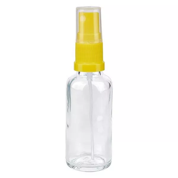 Butelka apteczna przezroczysta 30ml spray top żółta