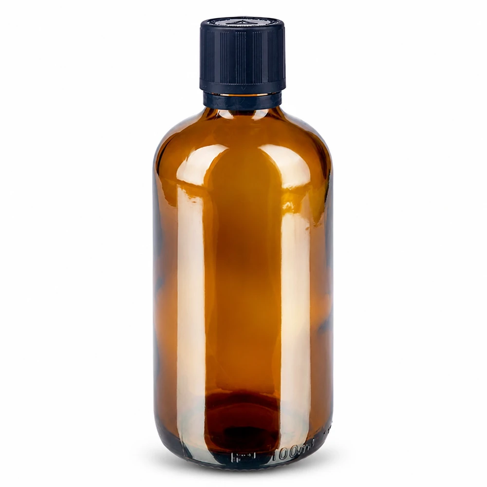 Apotfl. brown 100ml kroplówka v. Pr 1mm s. KiSi Bliw OV Butelka z brązowego szkła o pojemności 100 ml z czarnym zakraplaczem i zabezpieczeniem przed dziećmi, przeznaczona do zastosowań aptecznych