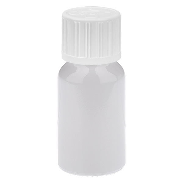 Butelka z zakraplaczem 10 ml, 1,2 mm, biała, standardowa nakrętka zabezpieczająca przed otwarciem przez dzieci WhiteLine UT18/10 Butelka z zakraplaczem 10 ml, 1,2 mm, biała, standardowa nakrętka zabezpieczająca przed otwarciem przez dzieci WhiteLine UT18/10