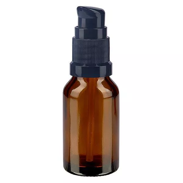 Butelka apteczna brązowa 15ml zakrętka z pompką czarna St Butelka apteczna brązowa 15ml zakrętka z pompką czarna St