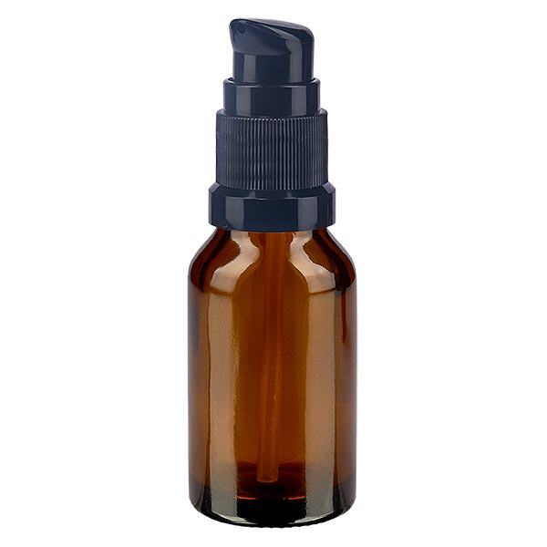 Butelka apteczna brązowa 15ml zakrętka z pompką czarna St Butelka apteczna brązowa 15ml zakrętka z pompką czarna St