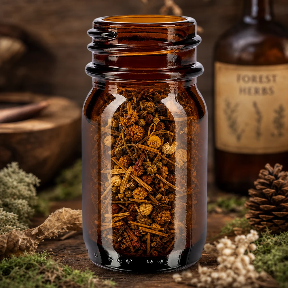 Butelka z szeroką szyjką o pojemności 30 ml z bursztynowego szkła Bursztynowa szklana butelka z szeroką szyjką o pojemności 30 ml chroni zawartość przed promieniowaniem UV i utlenianiem.