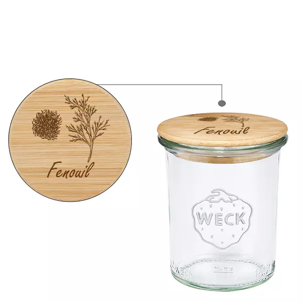 Drewniana pokrywka „Fenouil” ze szklanym naczyniem WECK 160 ml