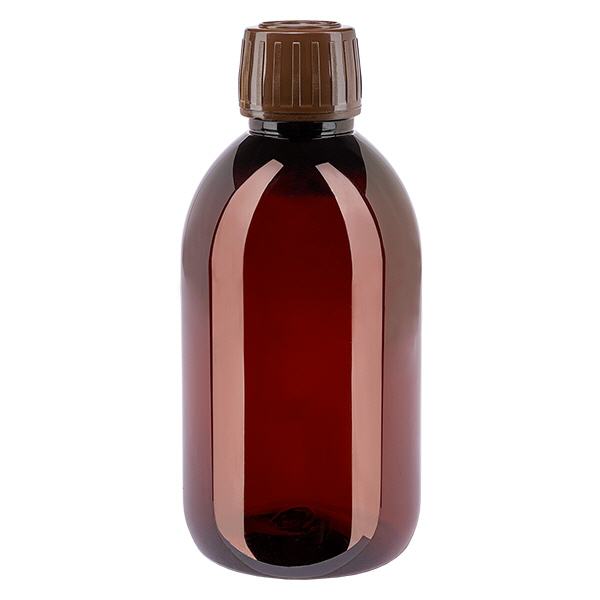 Butelka PET 250 ml z brązową nakrętką OV Butelka PET 250 ml z brązową nakrętką OV
