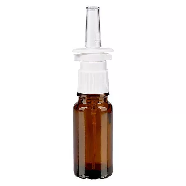 Butelka apteczna brązowa 10ml atomizer do nosa biały St Butelka apteczna brązowa 10ml atomizer do nosa biały St