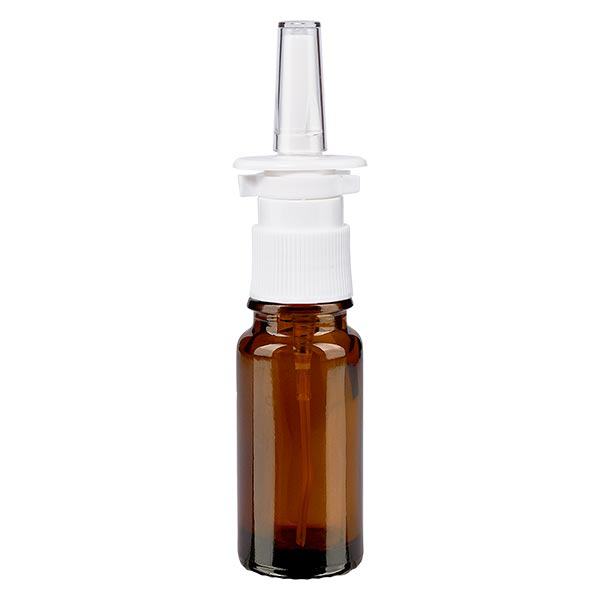 Butelka apteczna brązowa 10ml atomizer do nosa biały St Butelka apteczna brązowa 10ml atomizer do nosa biały St