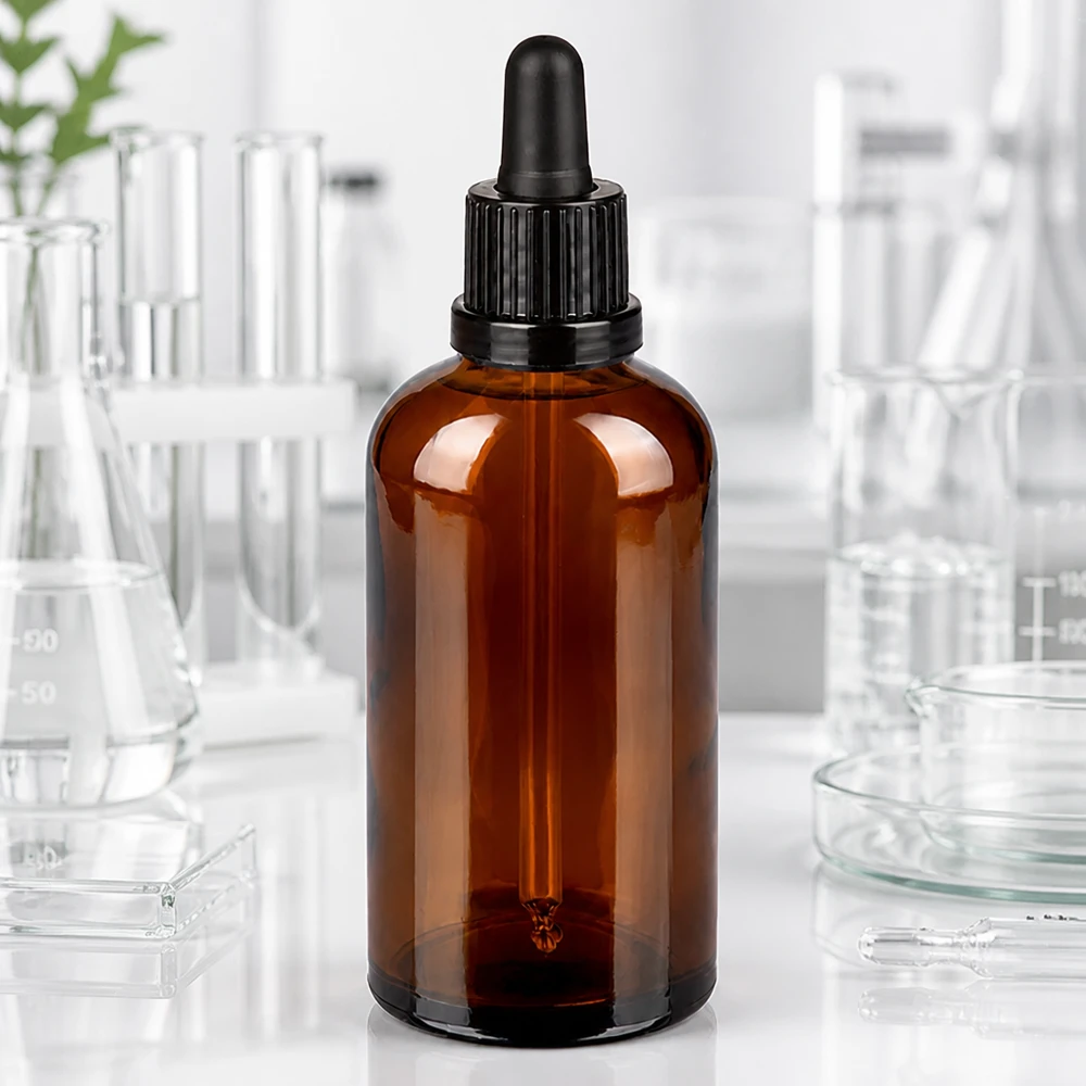 100 ml butelka z pipetą czarna OV BrownLine UT18/100 Butelka z pipetą 100 ml z brązowego szkła z ochroną UV do substancji wrażliwych na światło