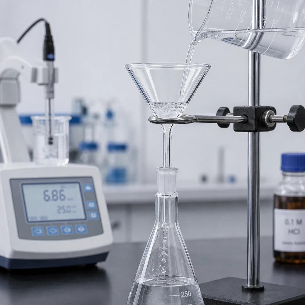 Lejek Ø 55 mm do wapna sodowanego, kąt 60°, krótki Precyzyjny lejek 55 mm wykonany ze szkła sodowo-wapniowego z krótkim uchwytem do dokładnego dozowania w laboratorium i kuchni